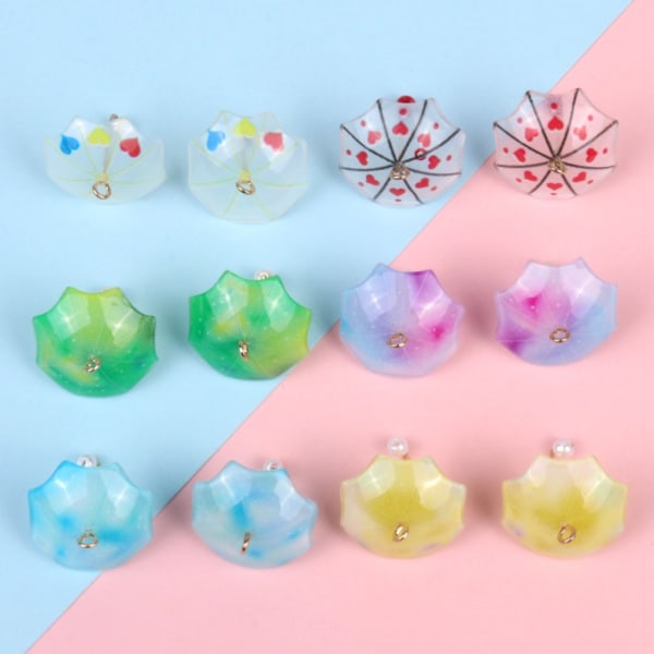 12 STK Paraply Charms Resin 3D Paraply Shape Charms Summer
