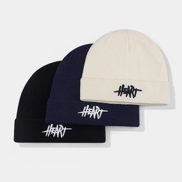 Fleece Lämmin Hat Cuff Knit Beanie MUSTA black