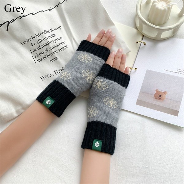Strikkede Handsker Half Finger Handsker GRÅ grey