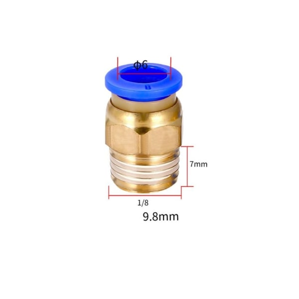 10 pakke Rørfittings Air Line Quick Connect Fittings Luftslange 10pack