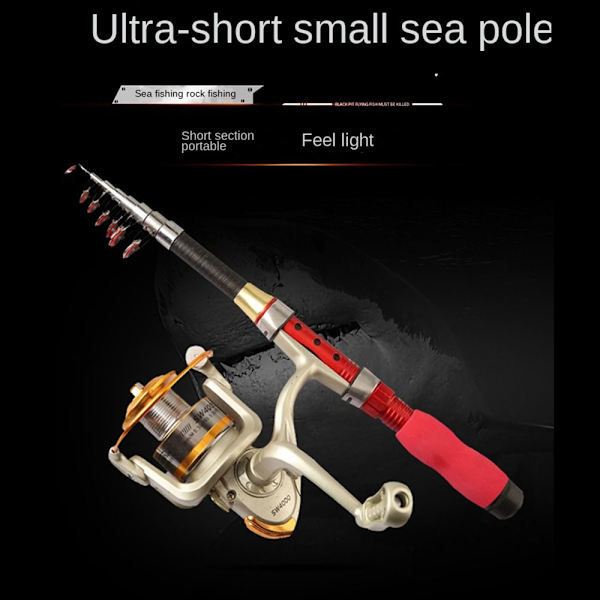 Teleskop fiskestang Bærbar fiskestang RØD 2,3M 2,3M Red 2.3m-2.3m