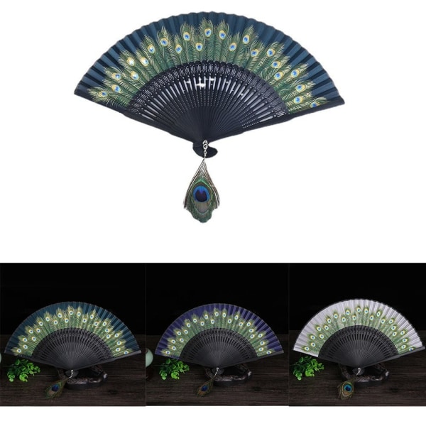 Silk Fan Hand Fan MÖRKGRÖN dark green