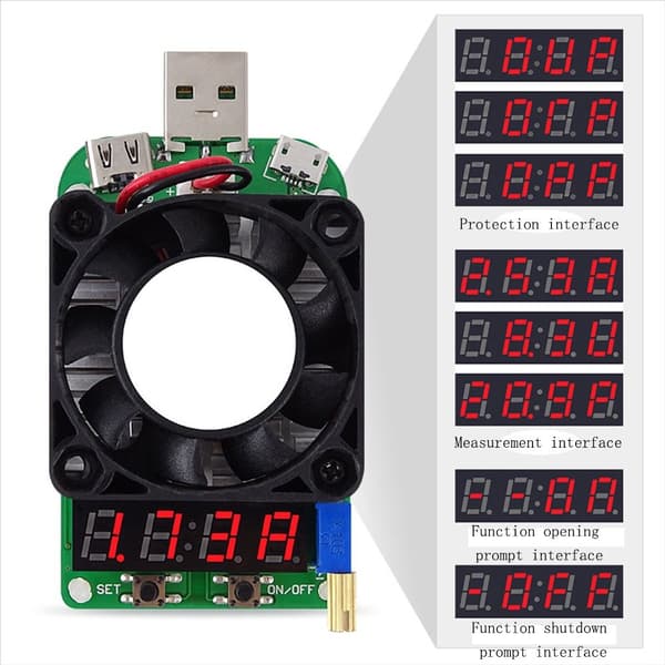 Intelligent temperaturkontroll USB Load Tester Elektronisk last