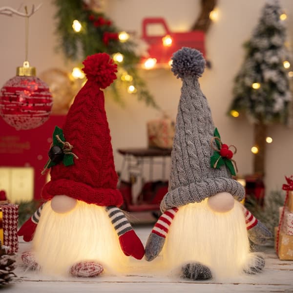 LED-glödande juldockaprydnad Julsittande tomte Without Battery
