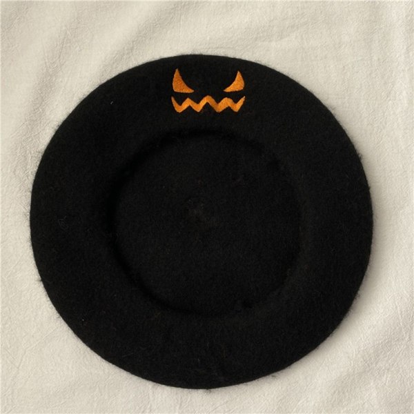 Halloween Gresskar Beret Cap franske hatter SVART black