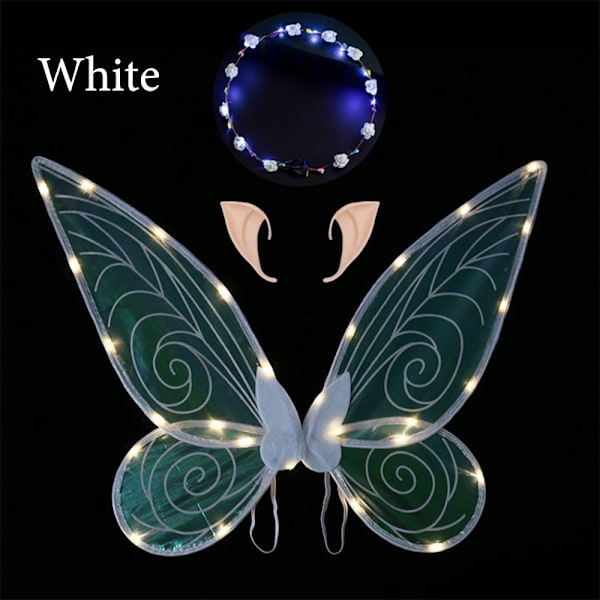 1 set LED Fairy Wings Butterfly Wings VALKOINEN white