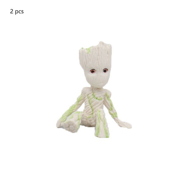 2 st Grote blomkruka Little Tree Man Miniatyr Fairy Garden white