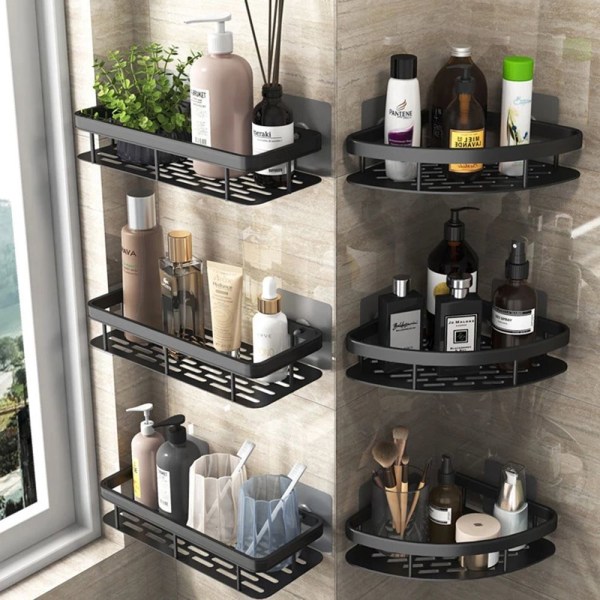 Hjørnebruser Caddies Badekar Organizer Hylde SORT RECTANGLE black rectangle 1pc