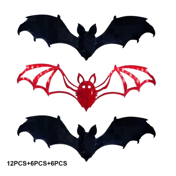12/18/24 STK 3D flaggermus-klistremerker Halloween veggdekor 6-24 STK 6-24PCS