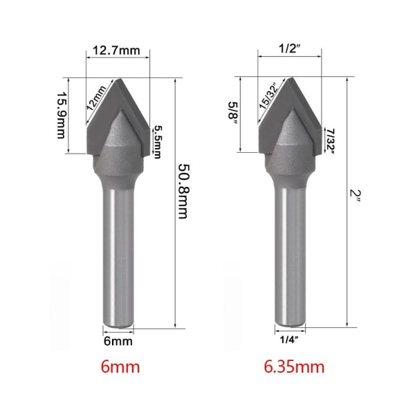 Skrå spiss freser 6MM 6mm