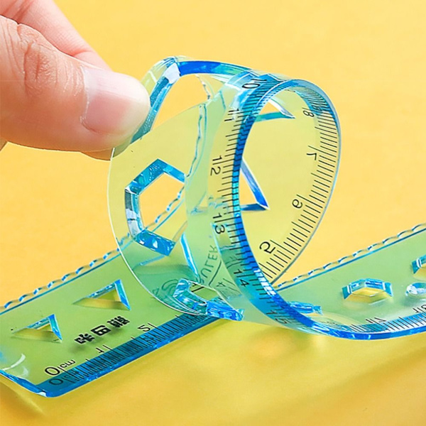 4STK Trekantlinjal Rett linjal BLÅ 15CM Blue 15cm