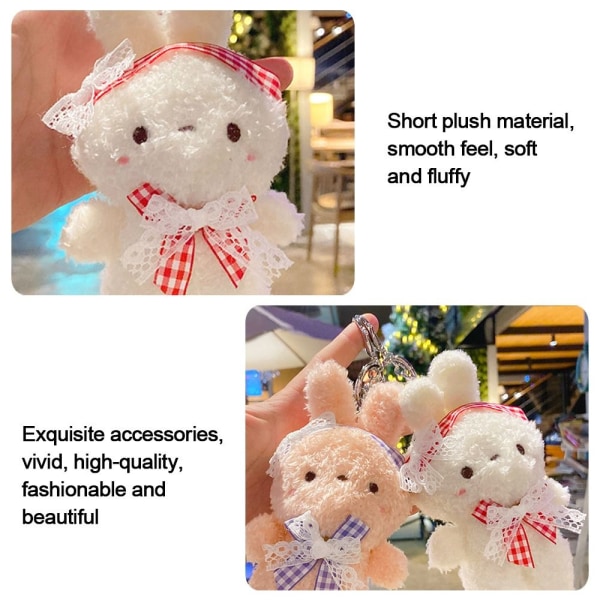 Kanindukke nøkkelring Plysjbjørn ROSA BJØRN pink bear-bear
