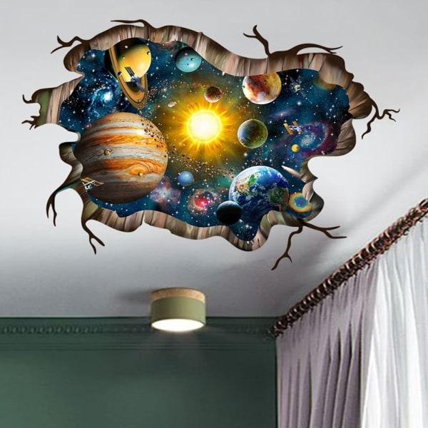 3D Galaxy Planets Veggdekor Smashed Solar System