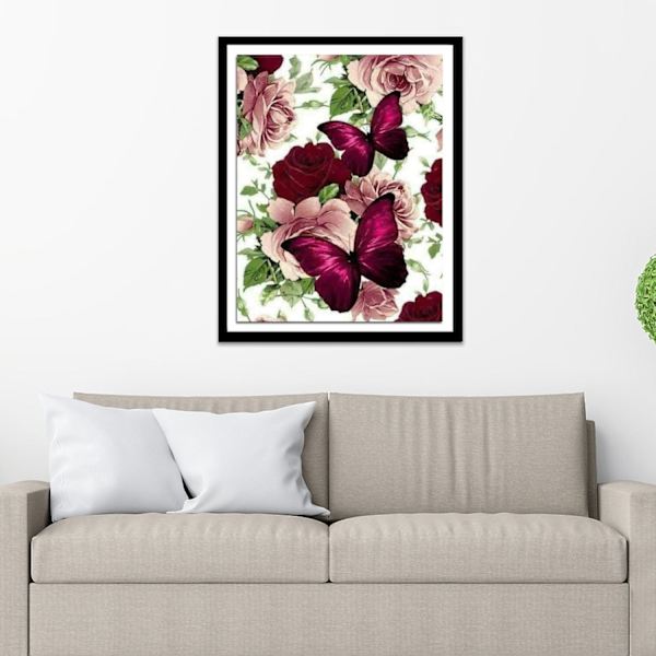 Butterfly Flower 5D Rund Full Diamond Painting Diamond