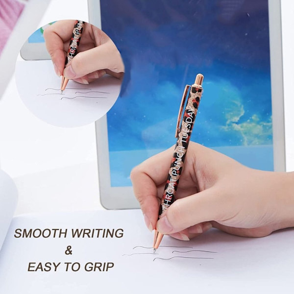 7 STK/sett Funny Words Pennesett Morsomme penner Black Ink