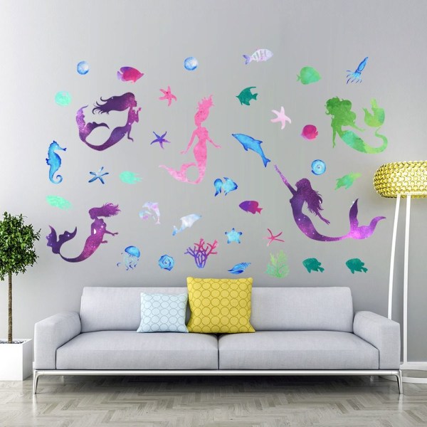 Mermaid Wall Decals Girls Wall Decals Peel and Stick