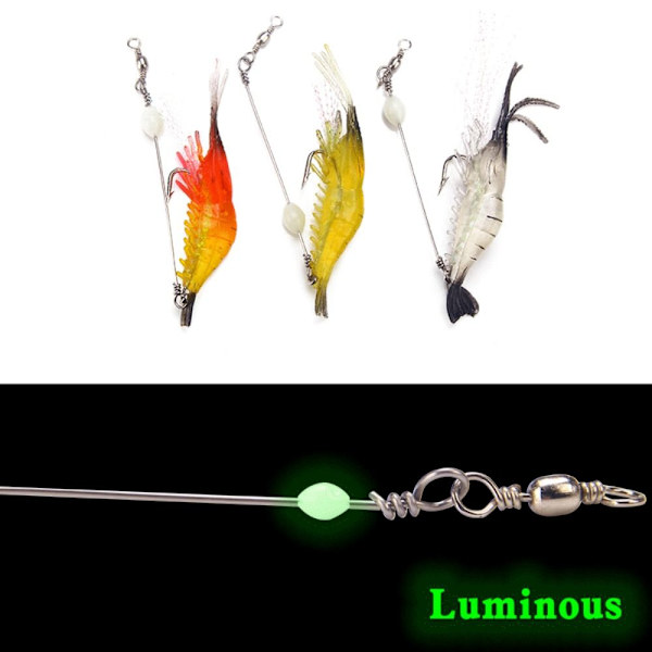 3st Luminous Bead Räkbete Sjunkande mjukt lockbete 2 2 2