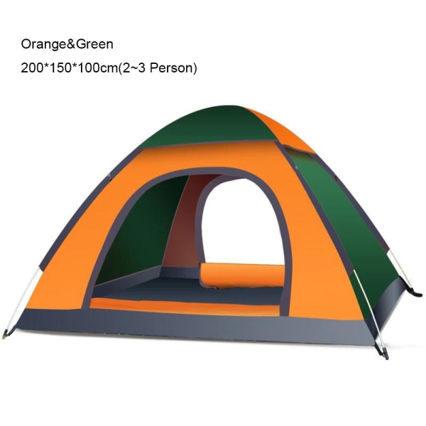 Automatisk Backpacking Oxford Duk Vattentätt Campingtält Orange&Green 3 person-3 person