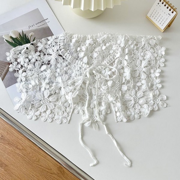 Spets Tyg Halsring Fake krage VIT White