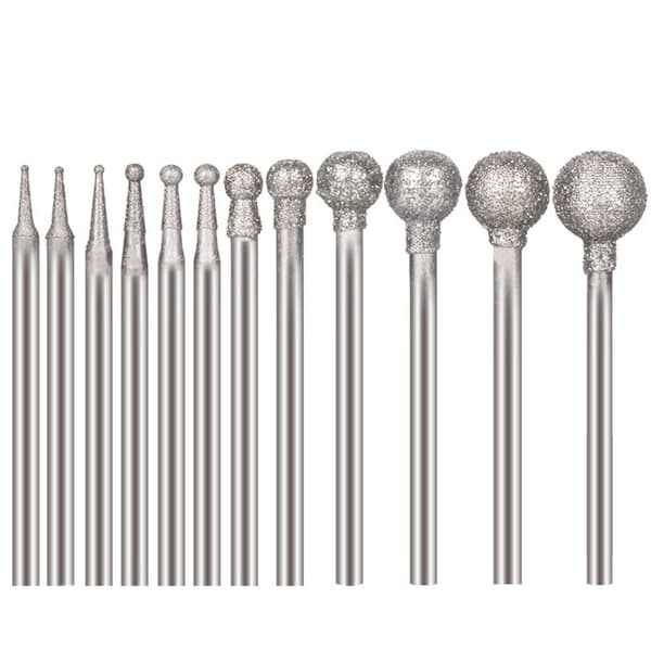 12 stk Diamantslipehode Steingraveringssett Diamantbor