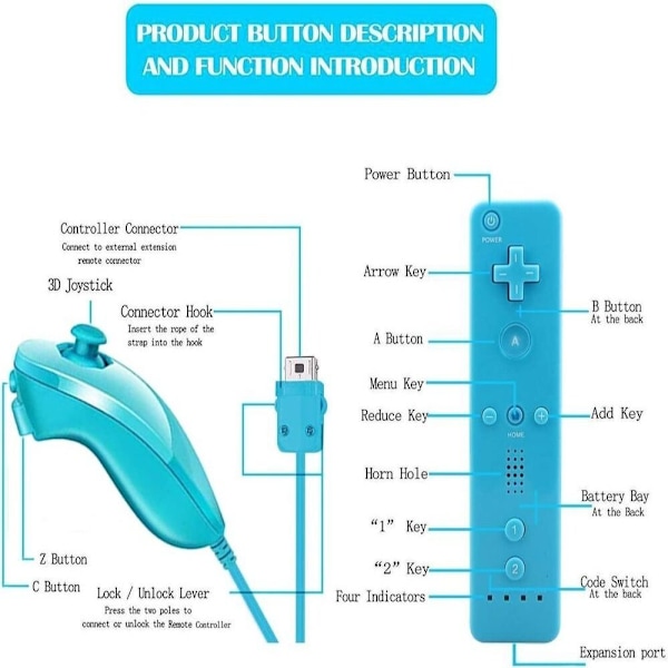 För Nintendo Wii/Wii U Joystick Wireless Remote Gamepad BLÅ blue