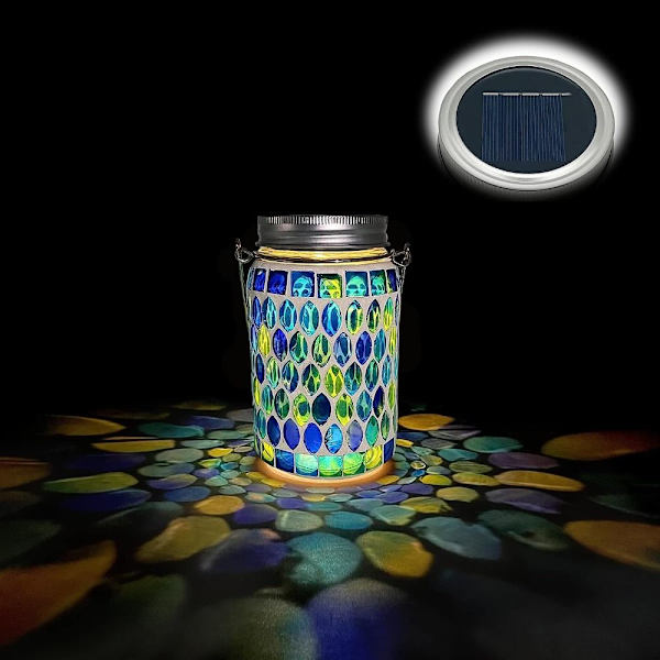 Mosaic Solar Lights Mason Jar Lamppu PUNAINEN SYLINTERI Red Cylinder-Cylinder