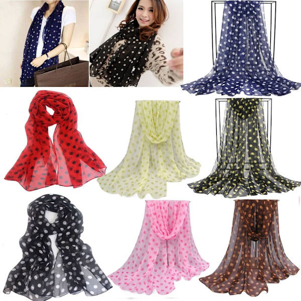 Polka Dot Skjerf Silke Skjerf KAFFE Coffee