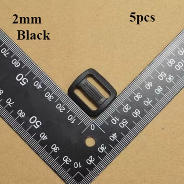 5 stk Tri Glide Slider Ladder Lock Spenner SORT 2MM Black 2mm