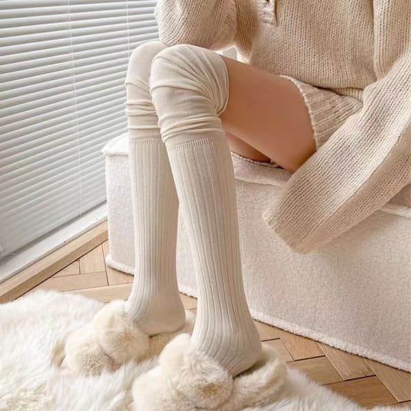 Over Knee Strømper Lår Strømpebukser HVIT white