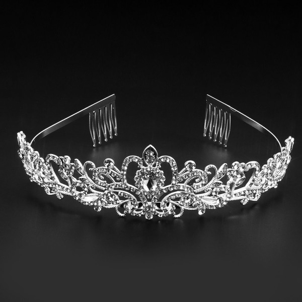 Crystal Rhinestone Crown Coiffure Crown Tiara SILVER Silver