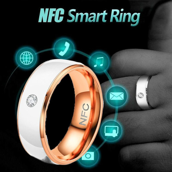 NFC Smart Ring Finger Digital Ring WHITE&ROSE GULD 9 WHITE&ROSE GOLD 9