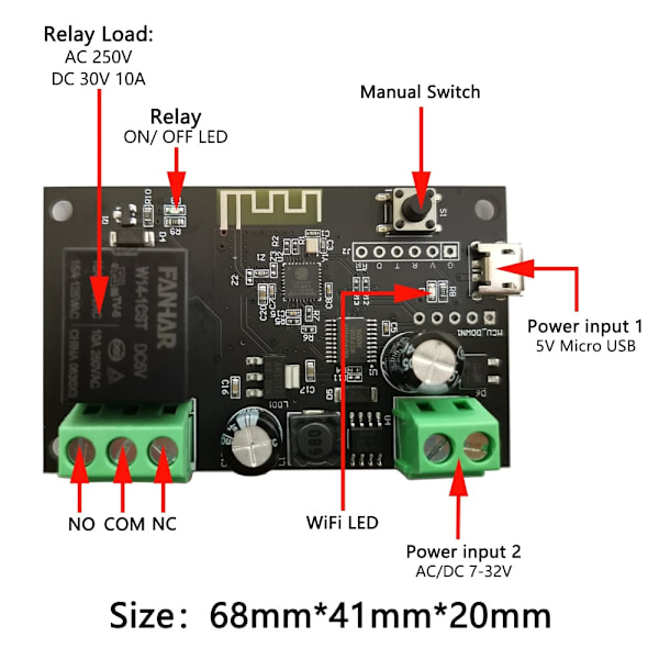 Langaton Smart Switch -relemoduuli WiFi-toistinmoduuli Wifi