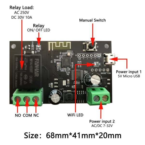 Trådløs Smart Switch Relay Module WiFi Repeater Module Wifi