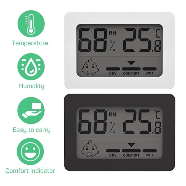 Mini Digital termometer Hygrometer HVIT white
