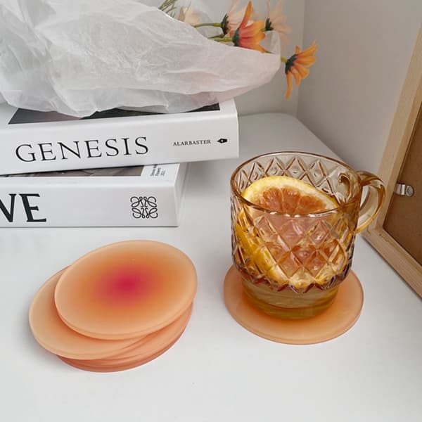Gradient Akryl Underlägg Runda Cup Pad RÖD red