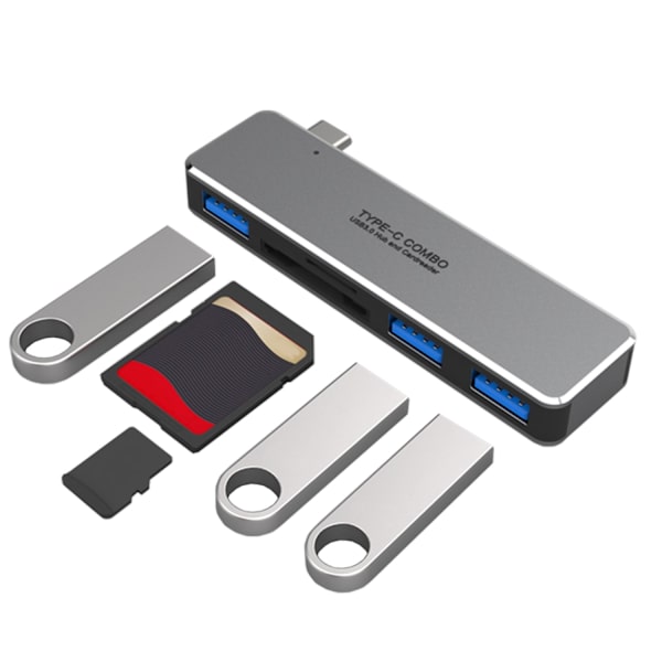 USB C Hub Type-c Combo Dockningsstation USB 3.0 grå
