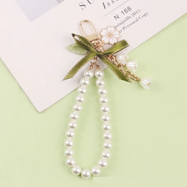 Grön Silk Phone Chain Pearl Phone Chain C C C