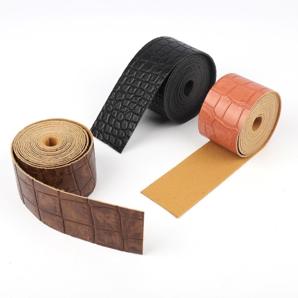 Krokodilmönster Läderrem Läderremsa SVART 5CM black 5cm