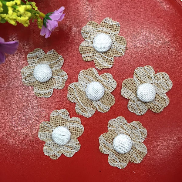32st naturliga säckvävsblommor Set Handgjorda säckvävsblommor Säckväv