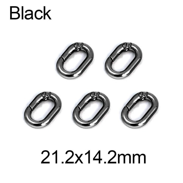 5 stk Spring Oval Ringe Taske Bæltespænder SORT 21,2X14,2MM Black 21.2x14.2mm