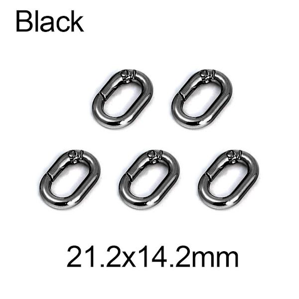 5st fjäder ovala ringar Väska Bältesspännen SVART 21,2X14,2MM Black 21.2x14.2mm