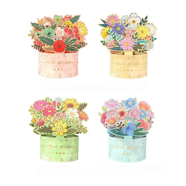 3D Pops-up Bukett Pappersblommor 4 4 4