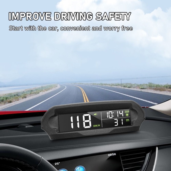 Solar HUD Display Head Up Display Övervakning av bildäcktryck Black