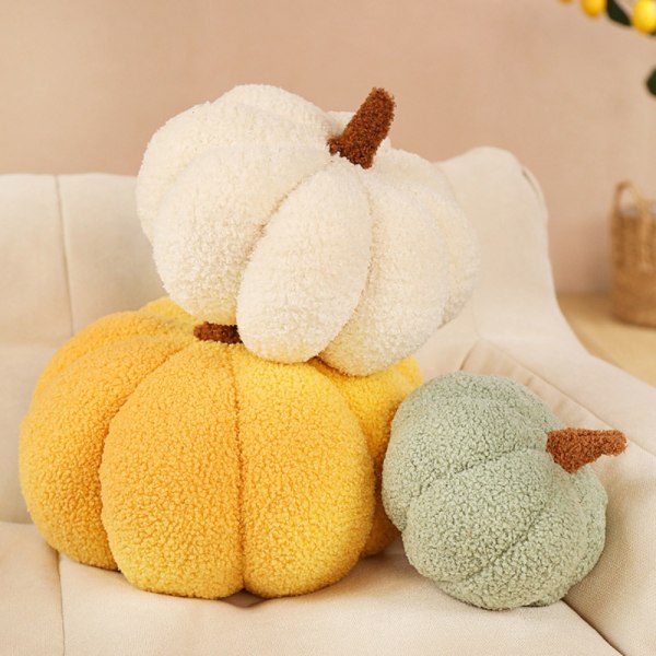 Bomullsfylte gresskarpute Gresskarplysjpute GUL 23CM Yellow 23cm