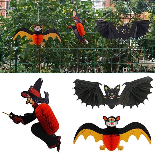 2 STK Halloween Papir Bat 3D Witch Bat 1 1 1