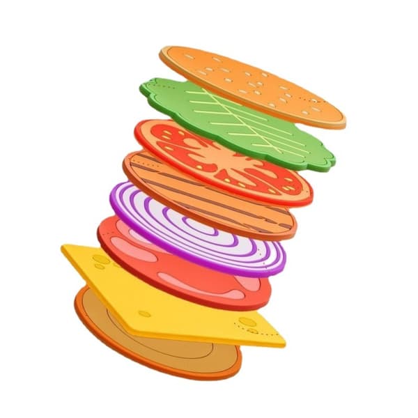8 stk/sett Burger Shape Coaster Cup Pad Isolasjonsmatte
