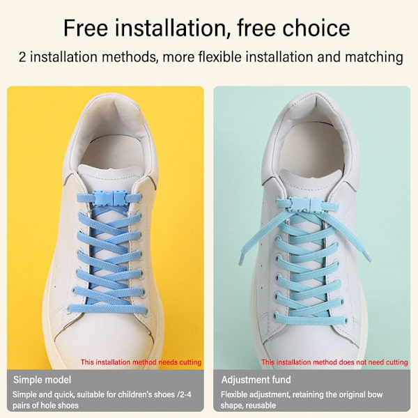 2 par No Tie Snørebånd Sneakers Snørebånd LYS GRÅ light grey