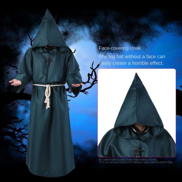 Monk Robes Halloween kostumer BLÅ L blue L