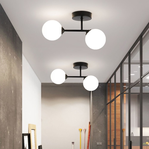 Modern LED-taklampa Enkel rund bollform svart