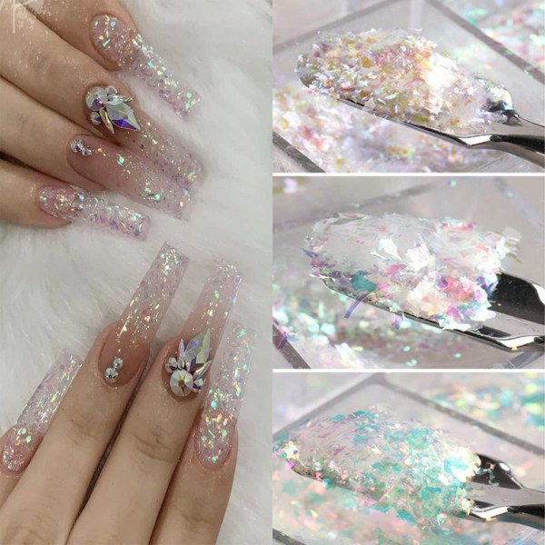 Nail Art Paljetter Manikyr Dekorasjoner Glitter Nail